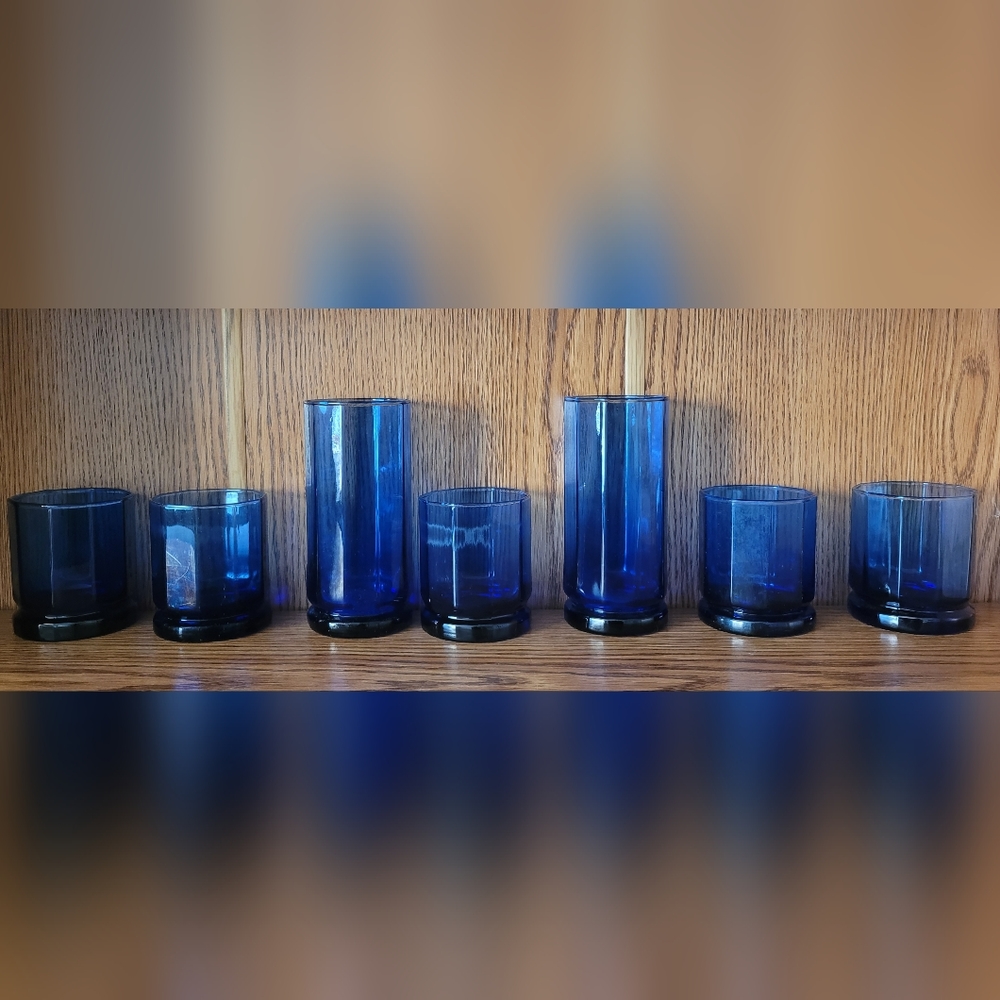 Vintage Cobalt Blue Anchor Hocking Glasses Lot